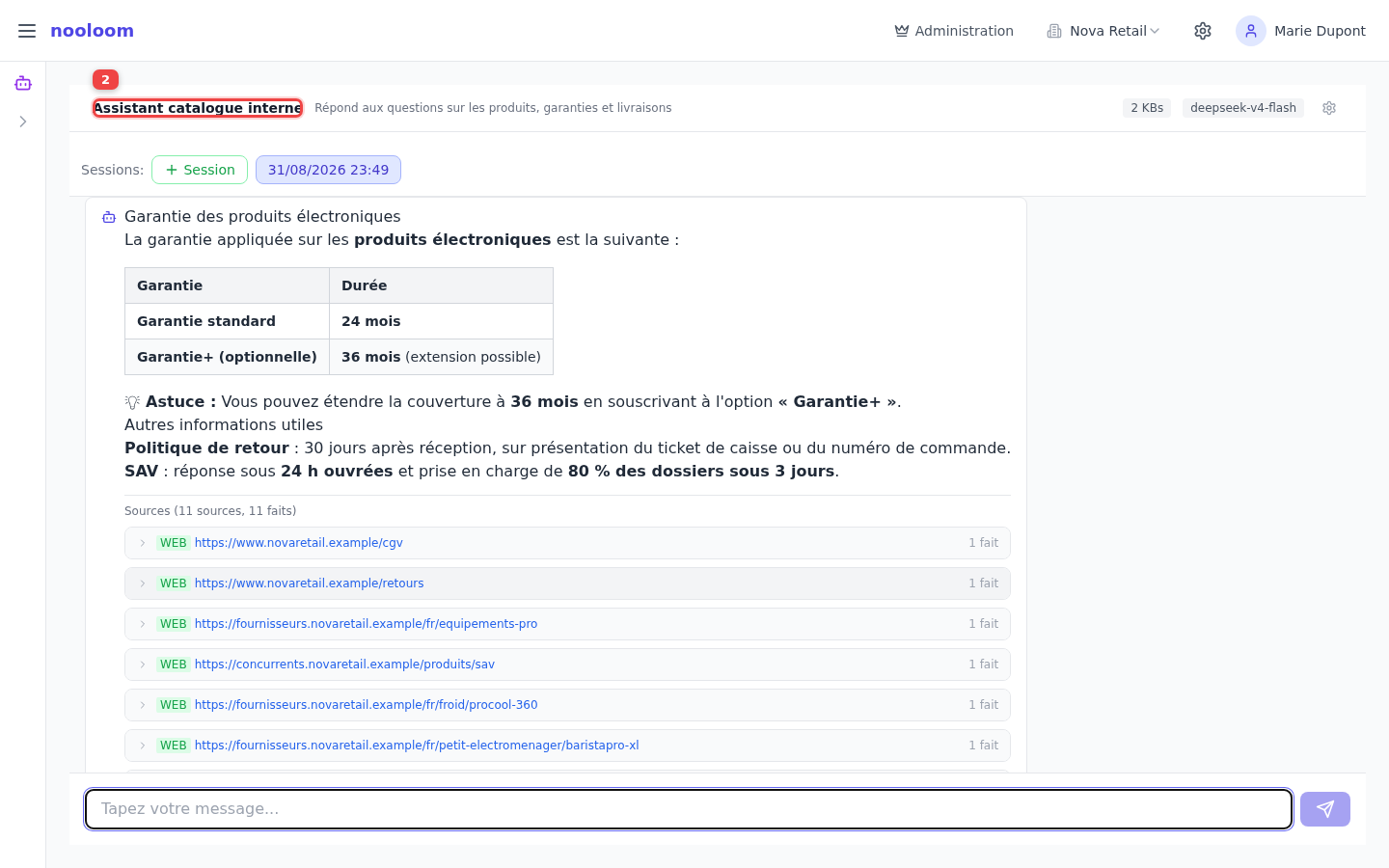 Chat avec l'agent