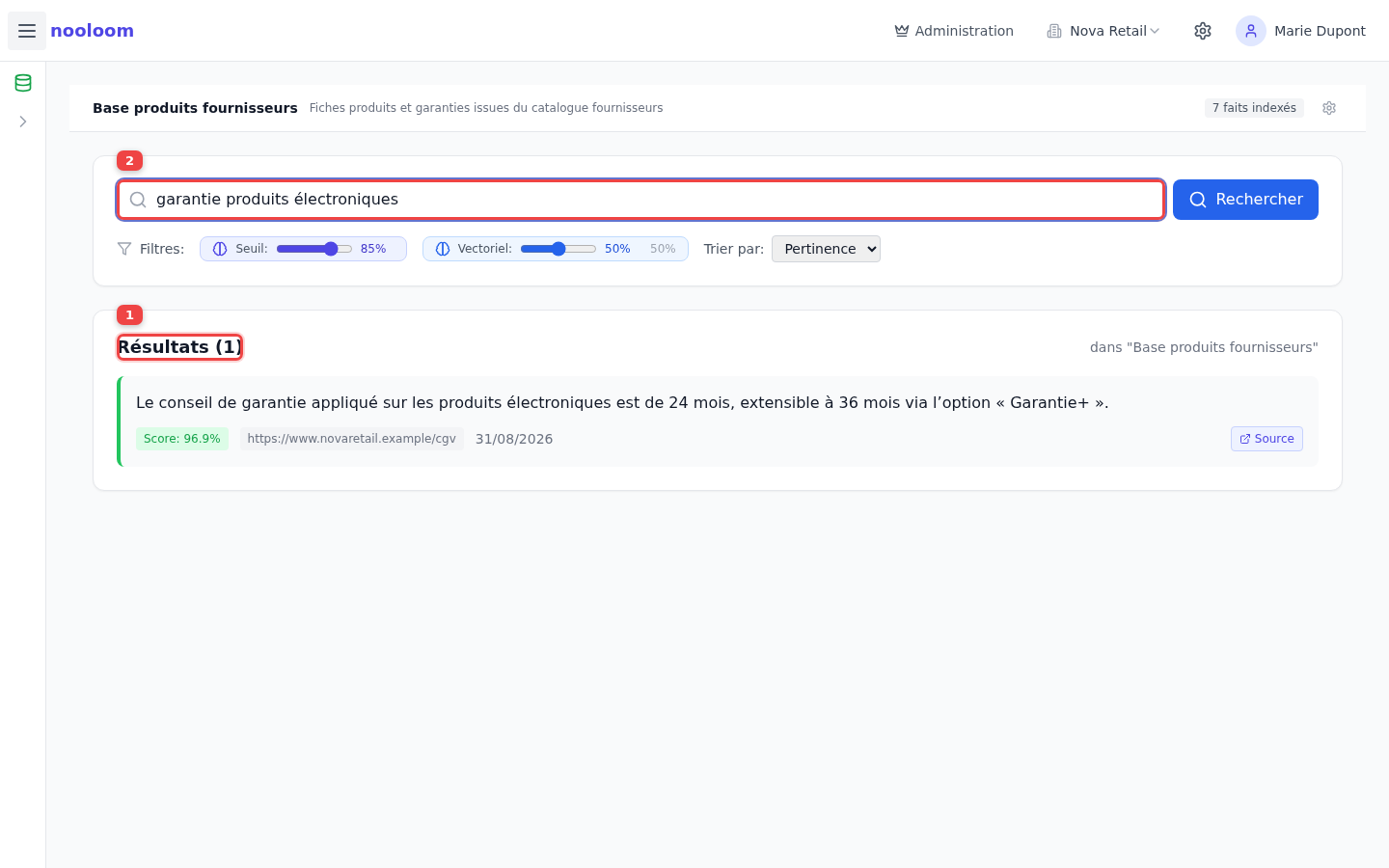 Recherche dans une base